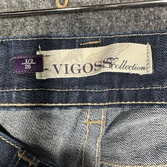Vigoss Jeans Womens 26  Cotton Stretch Embellished Flap Pockets Medium Wash - Picture 5 of 10